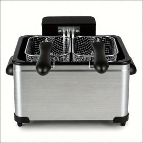 5.3-Qt Electric Deep Fryer with 3 Baskets 1700W Power LED Touch Screen Display And 6 Cooking Presets for Kitchen Use