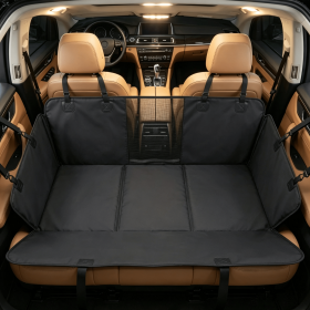 Black Waterproof Dog Car Seat Cover Hammock for Back Seat with Hard Bottom Extender for SUV & Cars 58 Inch Long
