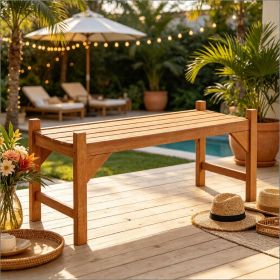 Outdoor Bench 40 Inch Slatted Contoured Seat for Deck Entryway Garden Furniture