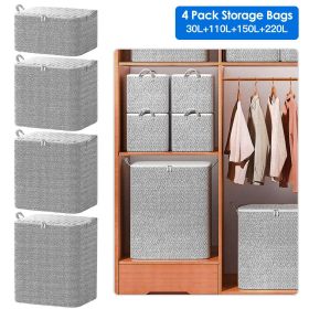 Clothes Storage Organizer Bags, Non-Woven Fabric Closet Storage Containers with Carrying Handles, Dust-Cover Lid and Zipper, Multi-Size for Quilt