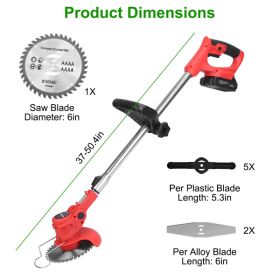 Powerful 8000 rpm telescopic weed trimmer/barbedless lawn mower/brush trimmer with 37' to 50.4' adjustable poles for garden yards