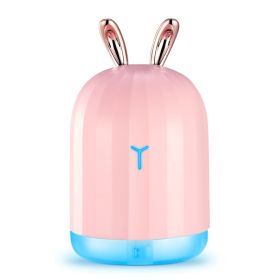 1Pc 220ml Cool Mist Humidifier Ultrasonic Air Diffuser Atomizer With 7 Color Breathing Lights Auto Off Office Home Yoga (Option: Pink Rabbit)