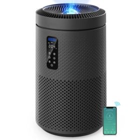 Black Large Room Air Purifier, Smart WiFi, Air Quality Sensor, UV Sterilization, Washable Filter & Star Projector, Covers Up To 1782 Sq.Ft For Wh (Option: Black)