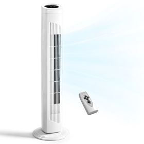 32 Inch Tower Fan With Remote & Touch Control, 110V 45W Quiet Oscillating Column Fan, Copper Motor, 3 Speeds 3 Modes, 7.5H Timer, Slim White Stan (Option: White)