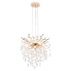 Modern Tree Branch Crystal Chandelier Luxury Gold Crystal Pendant Lighting 18in Contemporary 7-Light Chandeliers For Dining Room Kitchen Bedroom (Option: Default)