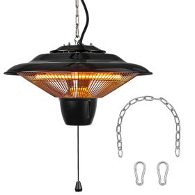 1Pc 1500W Outdoor Hanging Patio Heater Ultra-Quiet Electric Heating Lamp IP23 Waterproof 2 Heating Levels Overheating Protection Ceiling Mounted (Option: Black)
