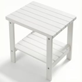 Adirondack Side Table, Square Patio End Table, HDPE Outdoor Side Table, Weather Resistant Small Table for Porch, Pool, Backyard, Beach and Lawn (Color: White)