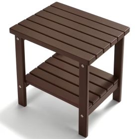 Adirondack Side Table, Square Patio End Table, HDPE Outdoor Side Table, Weather Resistant Small Table for Porch, Pool, Backyard, Beach and Lawn (Color: Brown)