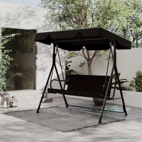 Outdoor Porch Swing with Canopy, 3 Person Glider Swing with Heavy Duty Steel Frame, Patio Swing Chair for Backyard, Lawn, Garden and Porch (Color: black)
