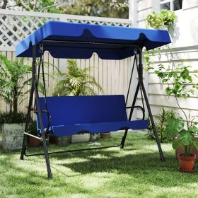 Outdoor Porch Swing with Canopy, 3 Person Glider Swing with Heavy Duty Steel Frame, Patio Swing Chair for Backyard, Lawn, Garden and Porch (Color: Blue)