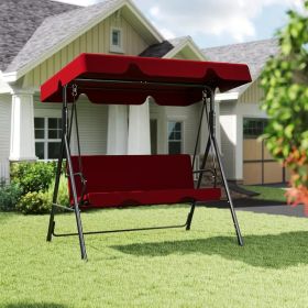 Outdoor Porch Swing with Canopy, 3 Person Glider Swing with Heavy Duty Steel Frame, Patio Swing Chair for Backyard, Lawn, Garden and Porch (Color: Red)
