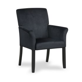 Fabric Upholstered Executive Guest Armchair with Rubber Wood Legs (Color: black)