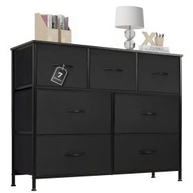 Dresser for bedroom 7 storage Spaces, assembled wardrobe lockers, bedroom furniture lockers (Color: black)