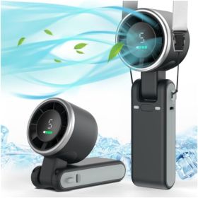 Portable Handheld Turbo Fan, USB-C Rechargeable, 5-Speed Cooling Fan, 12H Runtime, 3-in-1, Black (Option: Black)